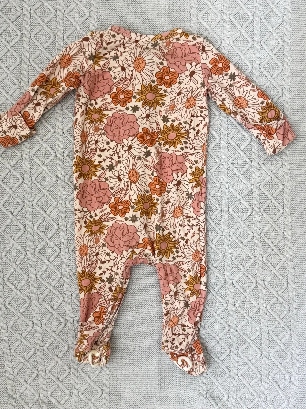 Caden Lane City Mouse Floral Footie Set Newborn 0-3M Groovy Mauve Daisy Boho